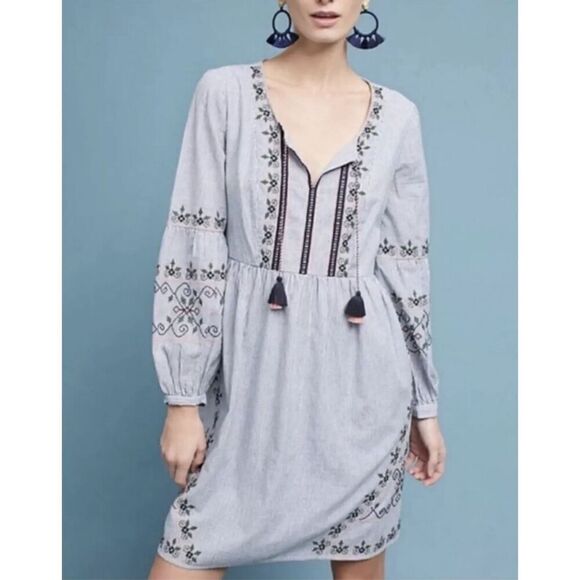 Anthropologie‎ Akemi + Kin COTTAGECORE DRESS 2P EMBROIDERED BOHO - Picture 1 of 14